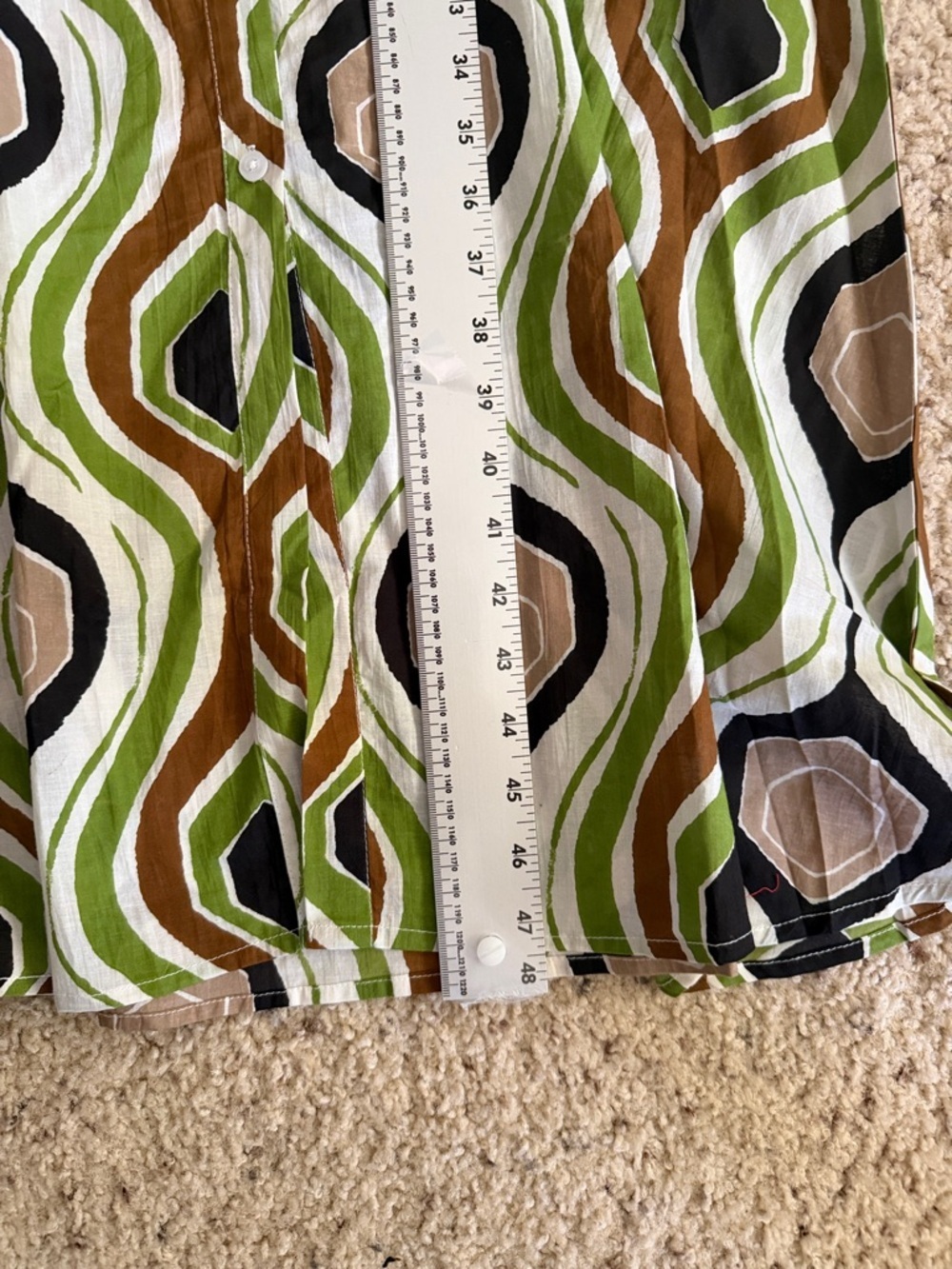 Kaktus Retro button down Cotton Geometric Midi Dress size XL in Green - Picture 7 of 11